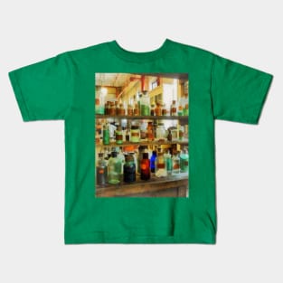 Chemists -Bottles of Chemicals Green and Brown Kids T-Shirt